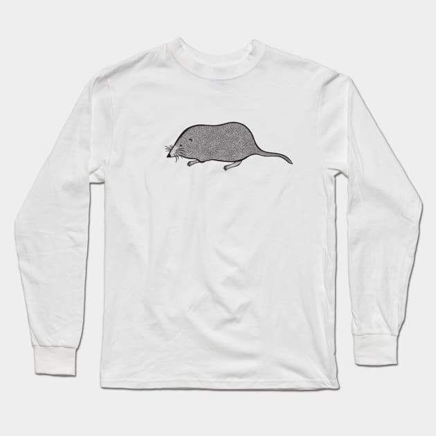 Pygmy Shrew Ink Art - cute animal design - on white Long Sleeve T-Shirt by Green Paladin